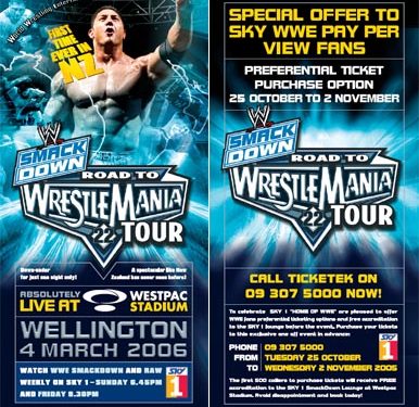 WWE tour flyer for SBO customers sent out